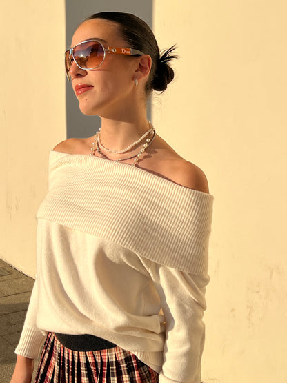 EMMA PULLOVER A SPALLE SCOPERTE LATTE