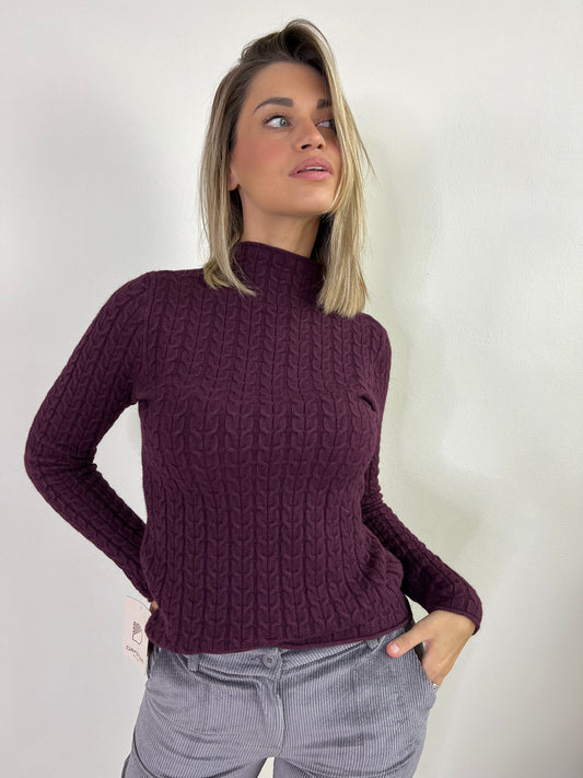 COLETTE PULLOVER TRECCIA PRUGNA