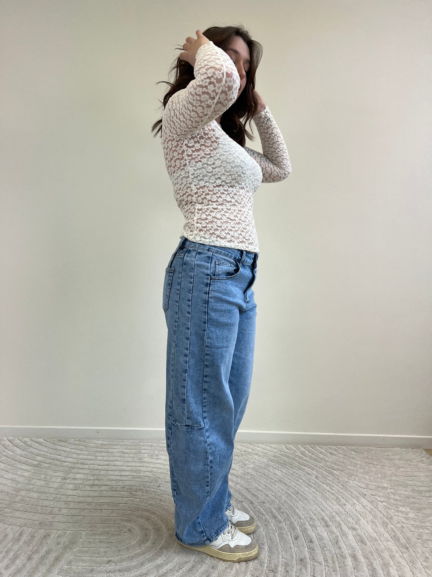 MAGLIA IN PIZZO PANNA