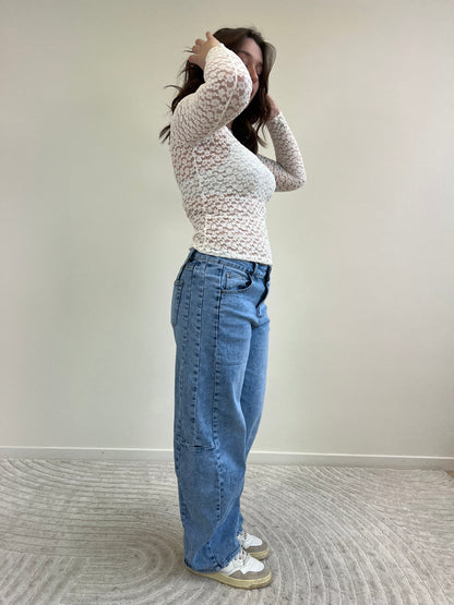 MAGLIA IN PIZZO PANNA