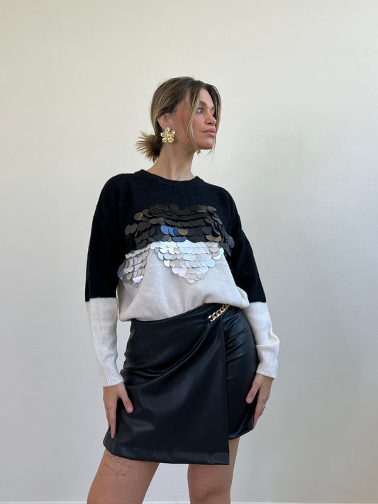 PULL MACROPAILLETTES NERO