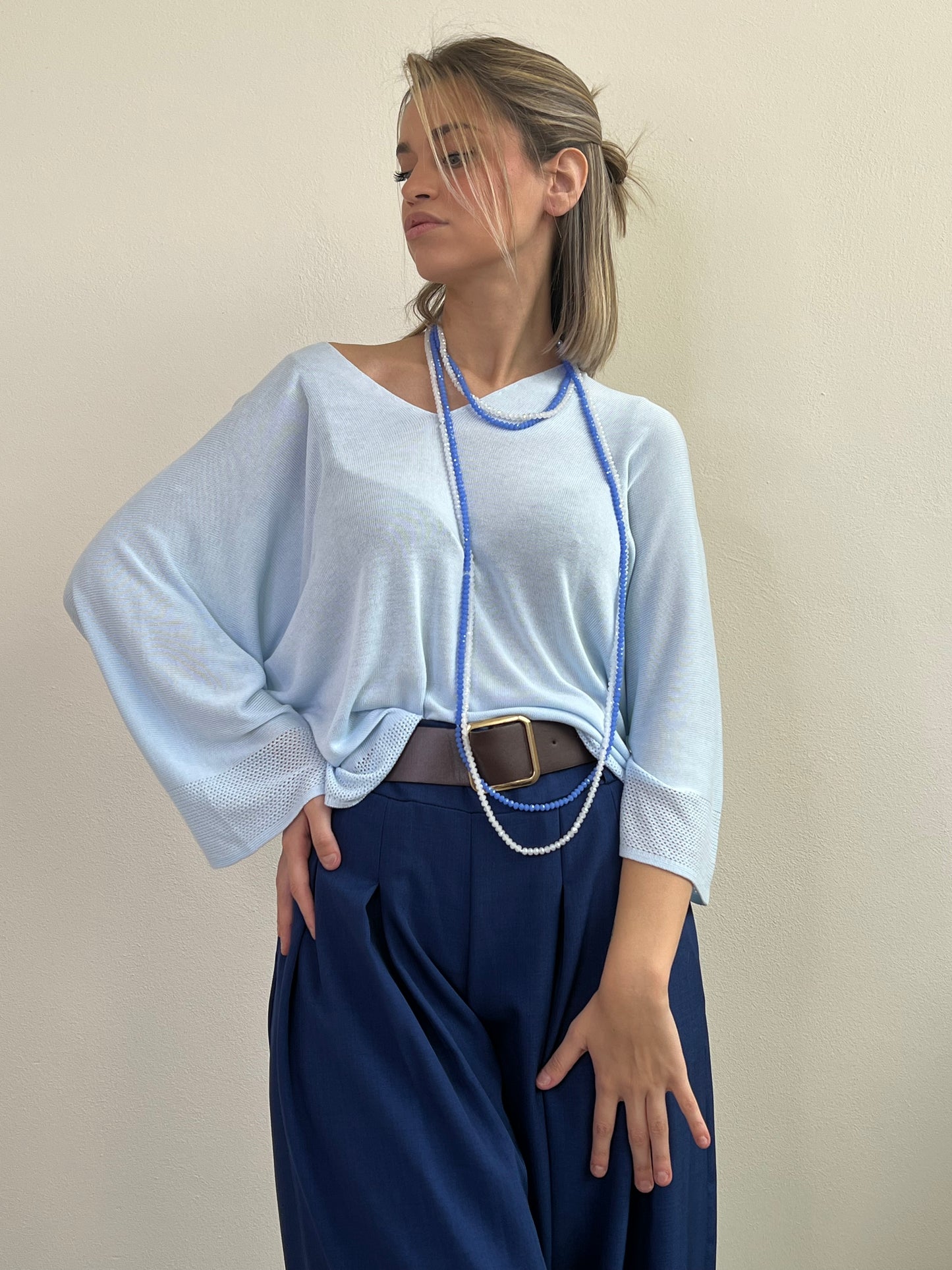 COLLANA LUNGA SFACCETTATA BLU MARE
