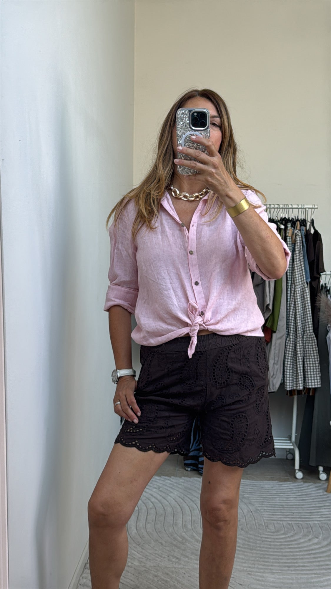 CAMICIA IN LINO ROSA