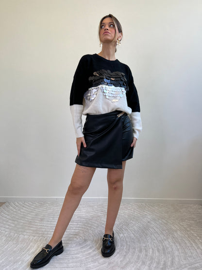 PULL MACROPAILLETTES NERO