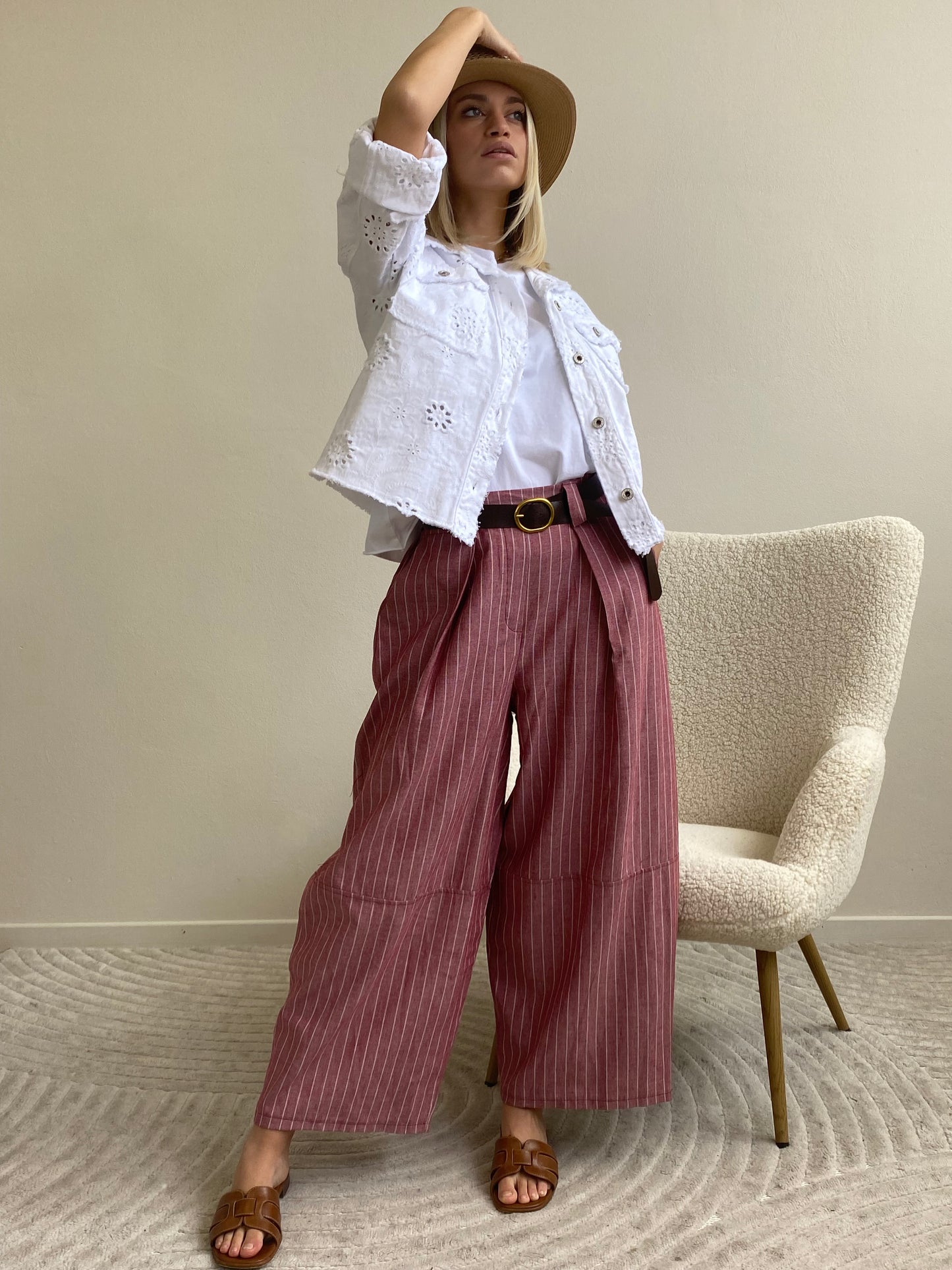 GIUBBINO DENIM RICAMO SANGALLO BIANCO