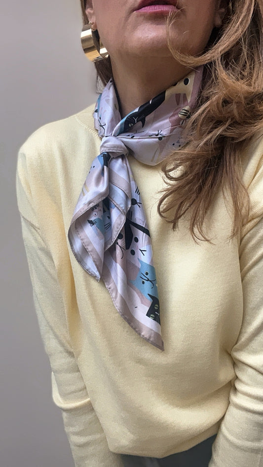 FOULARD STAMPA GATTINO GIALLO