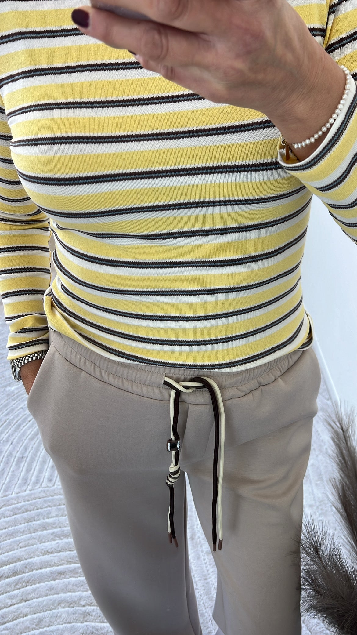 T.SHIRT A RIGHE PONZA GIALLO