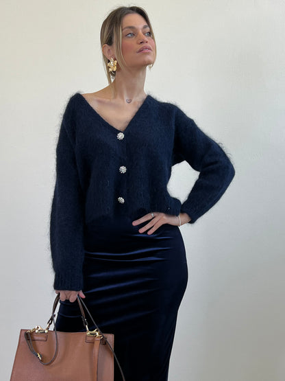 CLIO CARDIGAN MOHAIR BLU