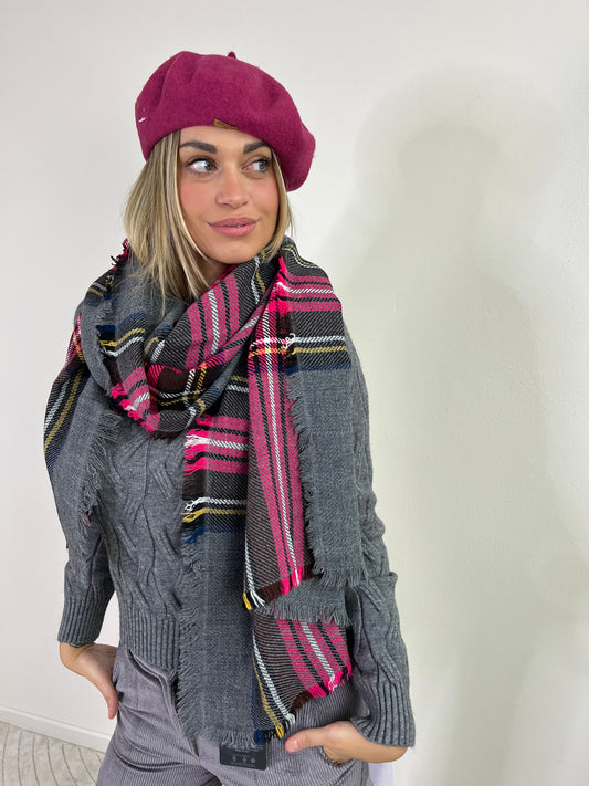 SCIARPA TARTAN GRIGIO /FUCSIA