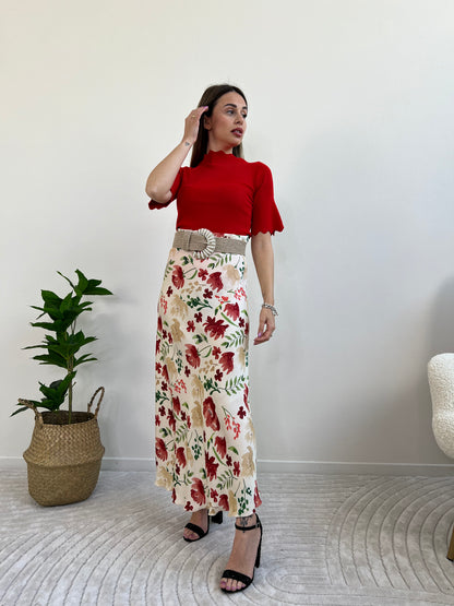SIVIGLIA GONNA LONGUETTE FIORI GERANIO