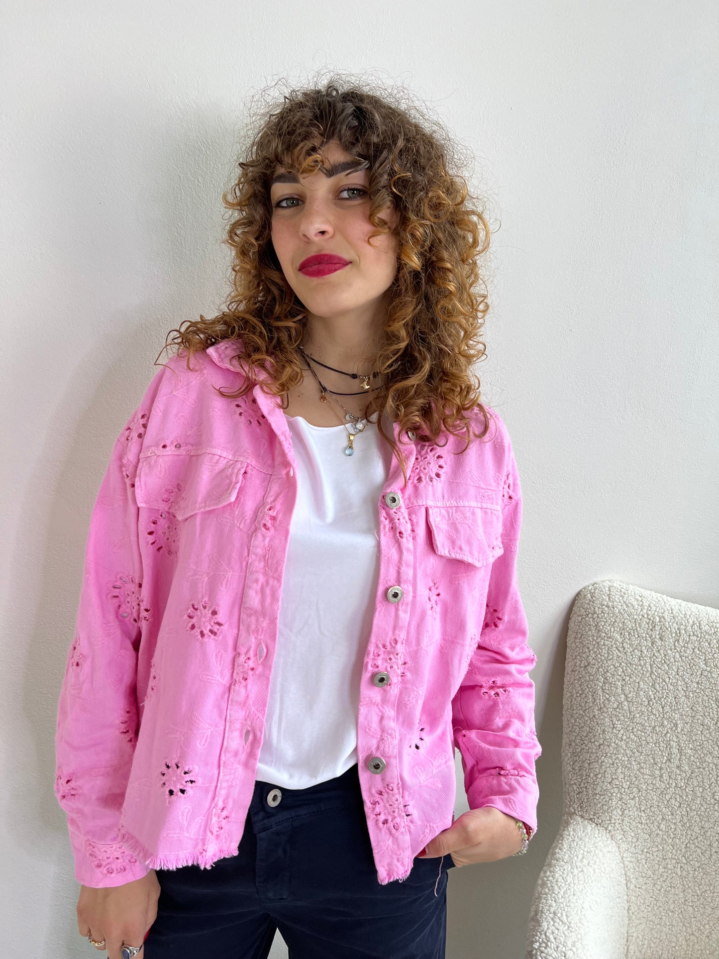 GIUBBINO DENIM SANGALLO ROSA