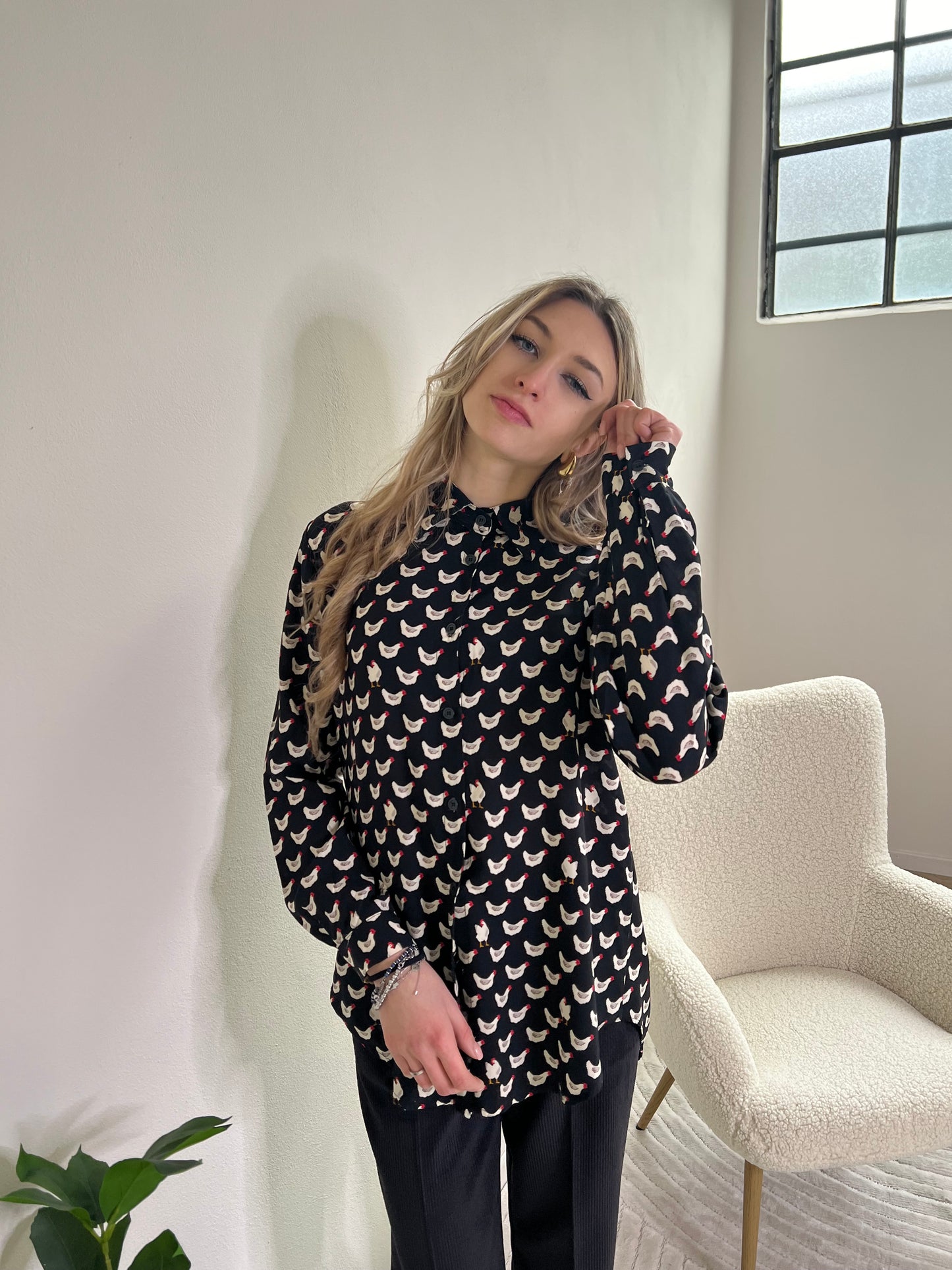 CAMICIA CARTOON STAMPA GALLINA