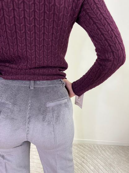 PANTALONI IN VELLUTO A COSTE GRIGIO TG.S