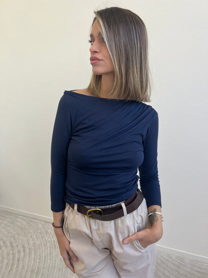 T.SHIRT DRAPPEGGIO VARIANTE BLU