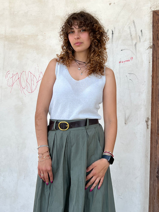 CANOTTA FILO LUREX BIANCO/ARGENTO