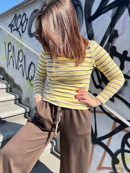 T.SHIRT A RIGHE PONZA GIALLO