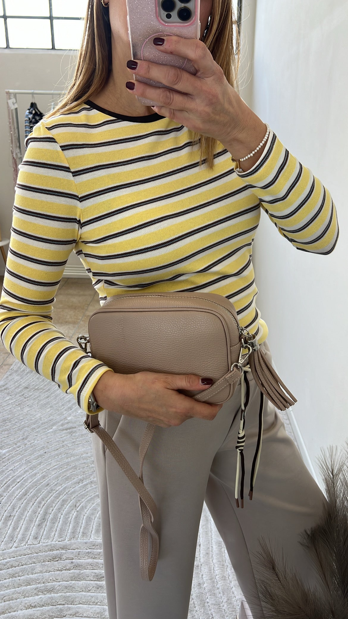 T.SHIRT A RIGHE PONZA GIALLO