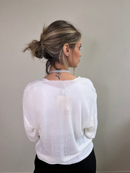 ARIEL CARDIGAN TRAFORATO BIANCO