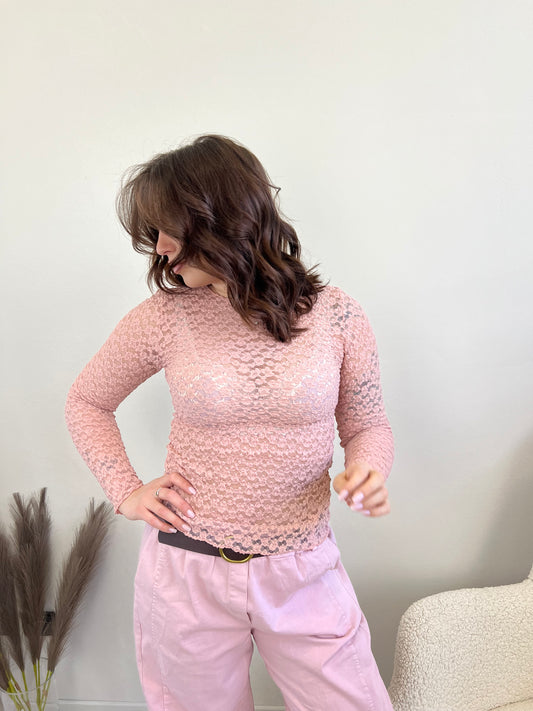 LIA MAGLIA IN PIZZO ROSA