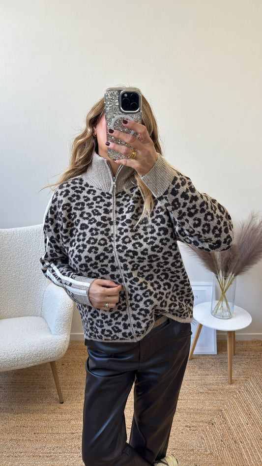 MAGLIONE ZIP ANIMALIER