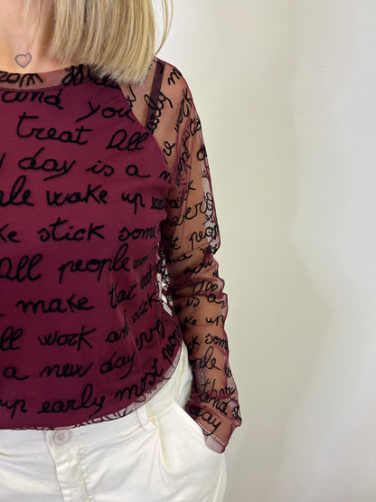 KAYA T.SHIRT IN TULLE BORDEAUX