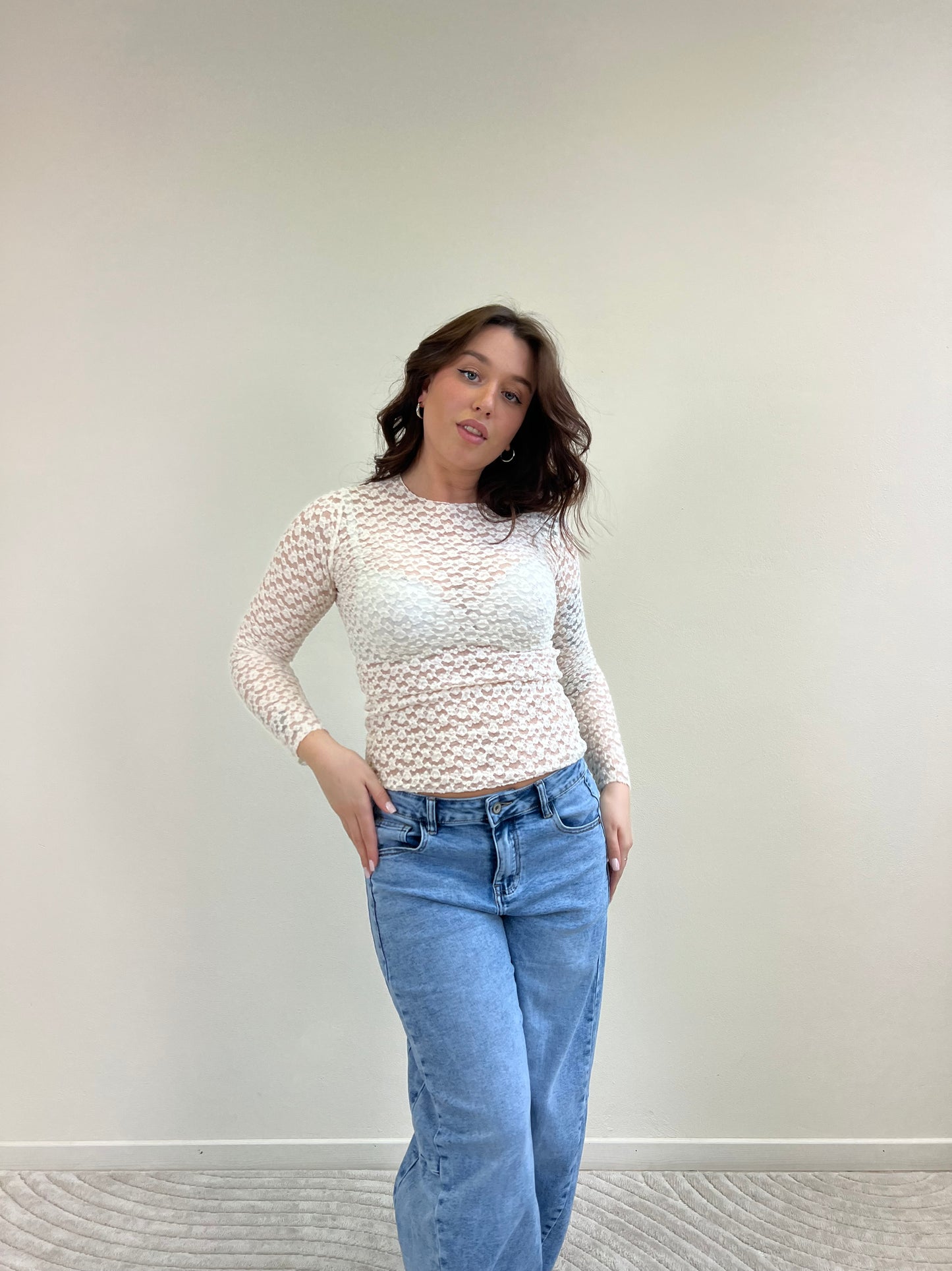 MAGLIA IN PIZZO PANNA