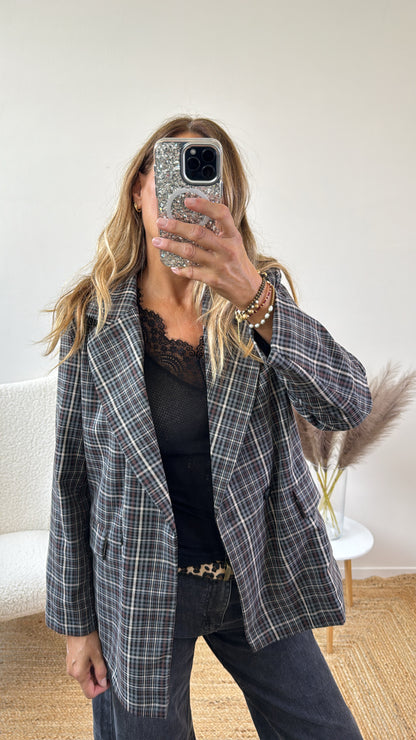 BLAZER EDDY PRINCIPE DI GALLES GRIGIO NERO MARRONE E BEIGE