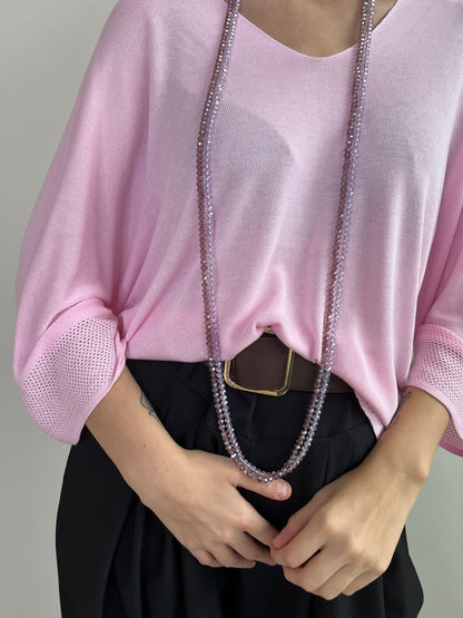 PULLOVER IN FILO ROSA
