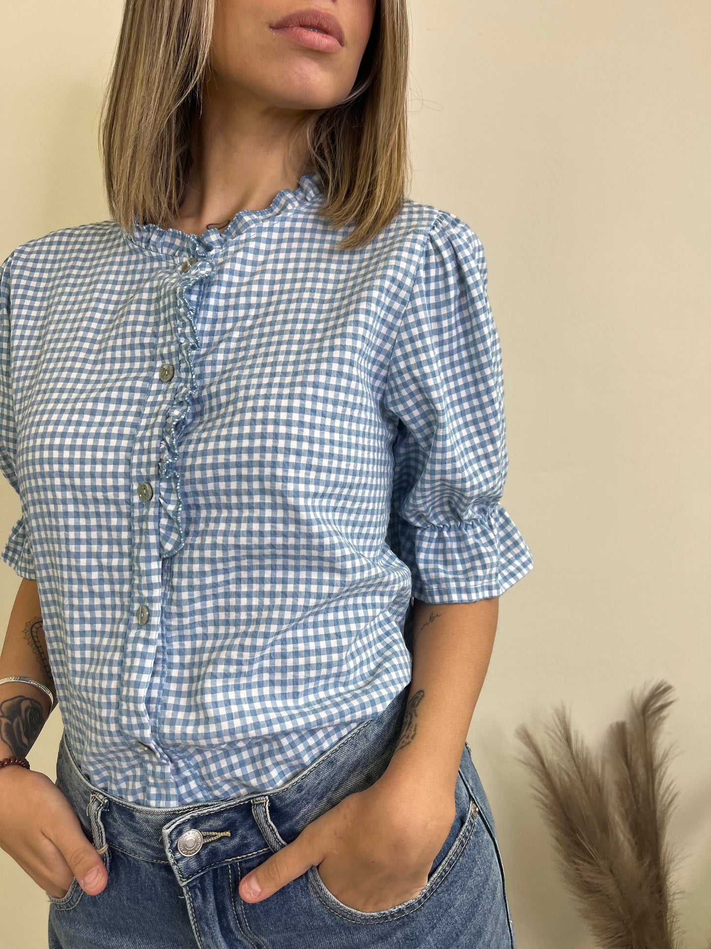 CAMICIA VICHY AZZURRO