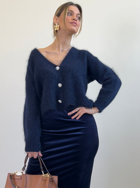 CLIO CARDIGAN MOHAIR BLU