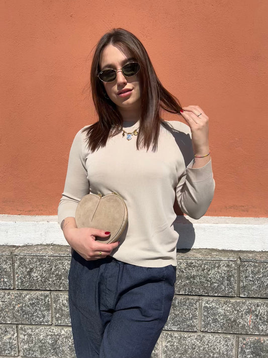 LEONOR MAGLIA IN VISCOSA BEIGE