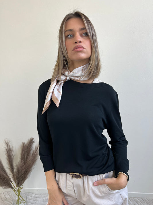 LEONOR MAGLIA IN VISCOSA NERO