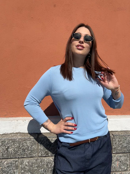 LEONOR MAGLIA IN VISCOSA AZZURRO