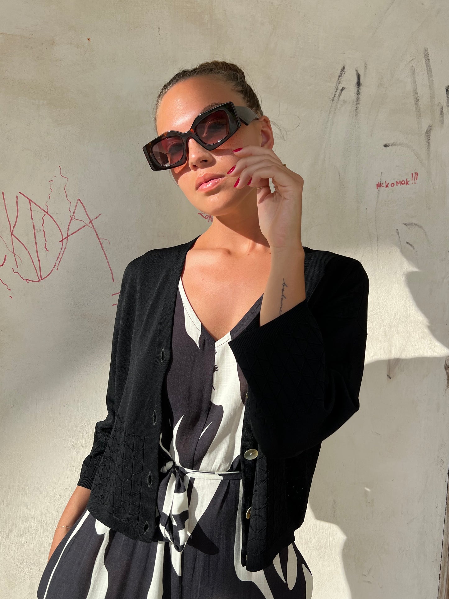 BEA CARDIGAN TRAFORATO NERO