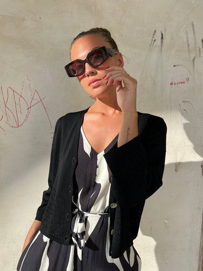 BEA CARDIGAN TRAFORATO NERO