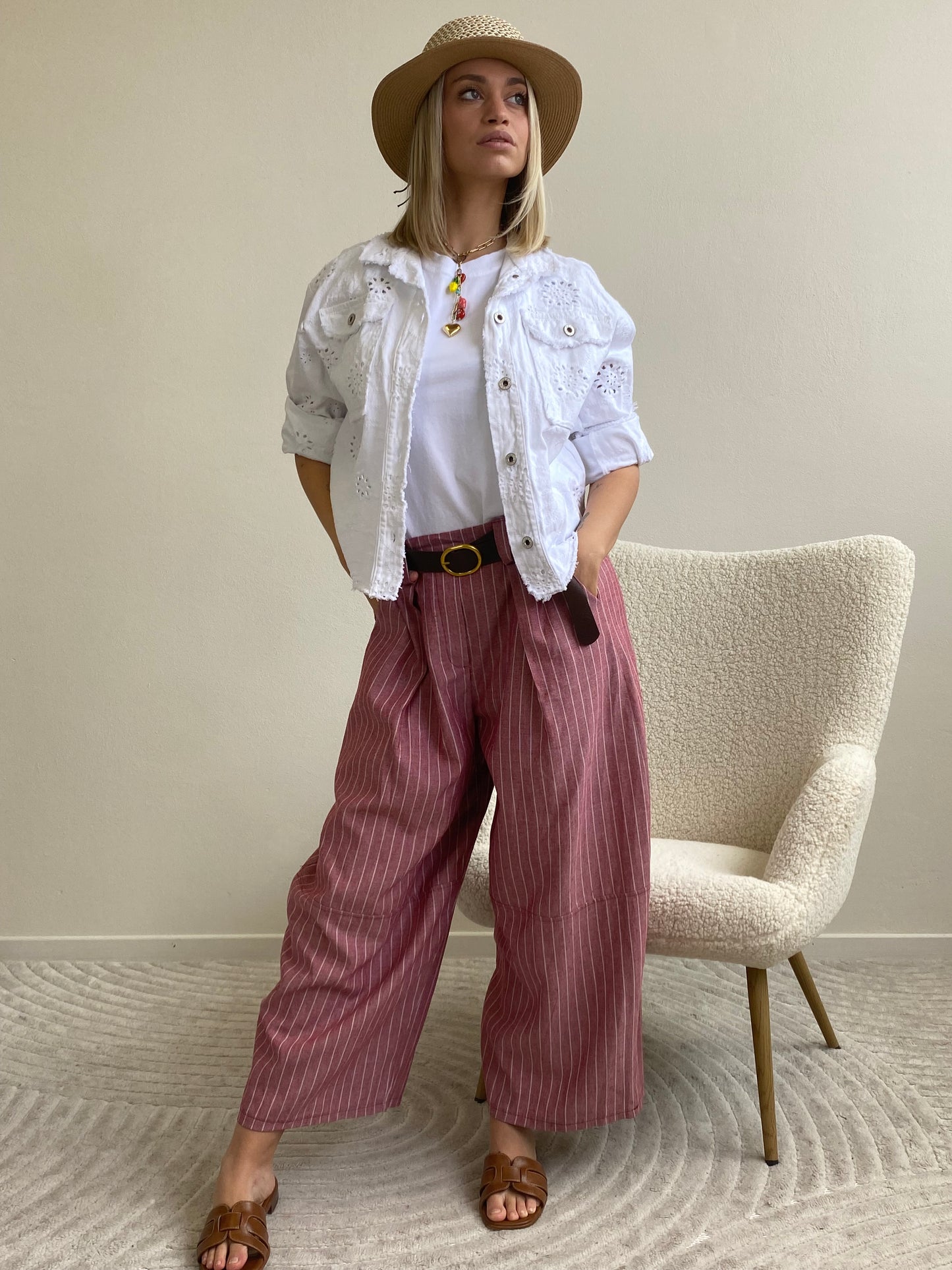 JOLIE PANTALONE GESSATO ROSSO INDIA
