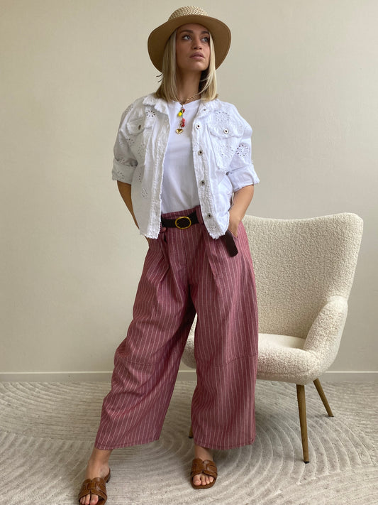 JOLIE PANTALONE GESSATO ROSSO INDIA