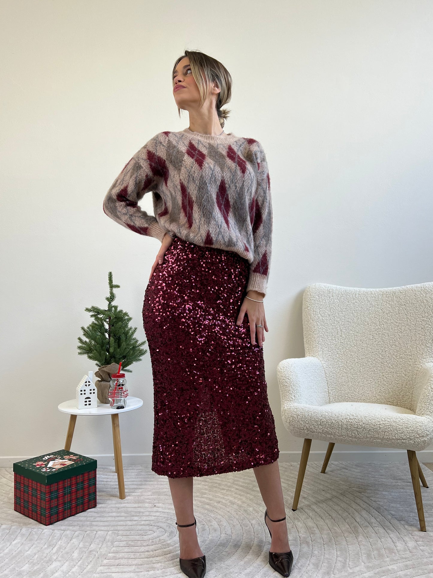 LONGUETTE PAILLETTES BORDEAUX