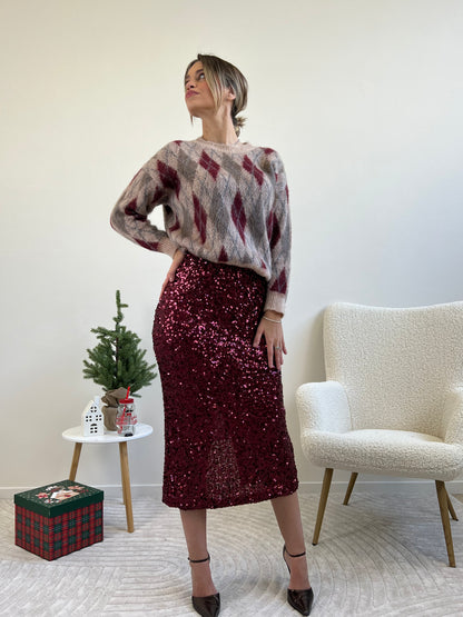 LONGUETTE PAILLETTES BORDEAUX