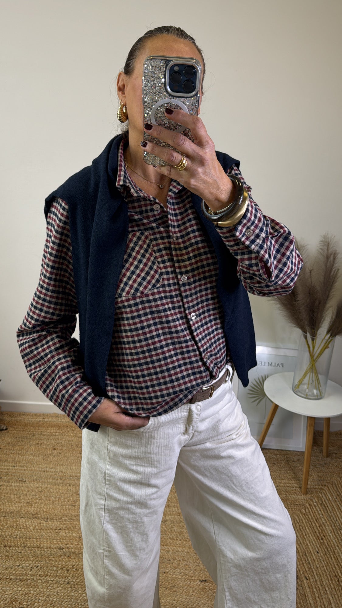 CAMICIA QUADRETTO BLU BORDEAUX BEIGE