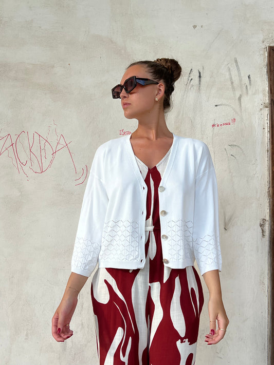 BEA CARDIGAN TRAFORATO BIANCO