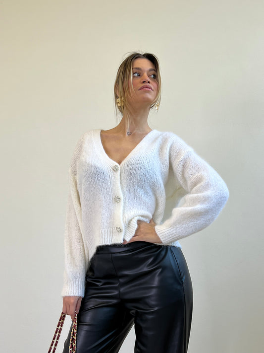 CLIO CARDIGAN MOHAIR BIANCO