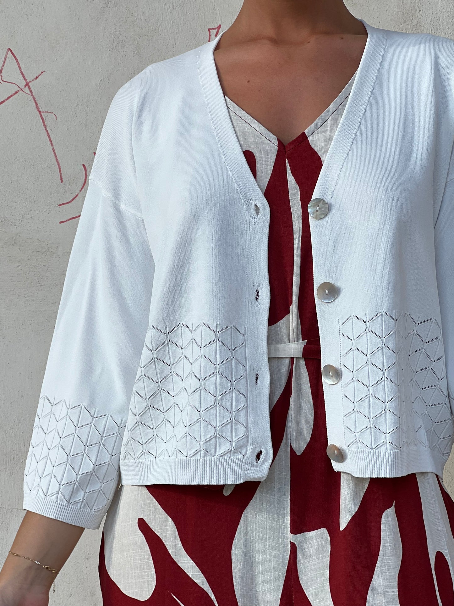 BEA CARDIGAN TRAFORATO BIANCO
