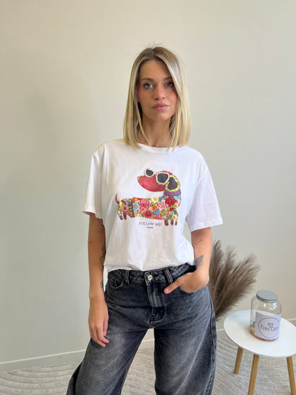T.SHIRT BASSOTTO BIANCO