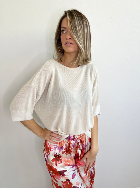 ERICE PULLOVER GIROCOLLO A BARCHETTA BEIGE