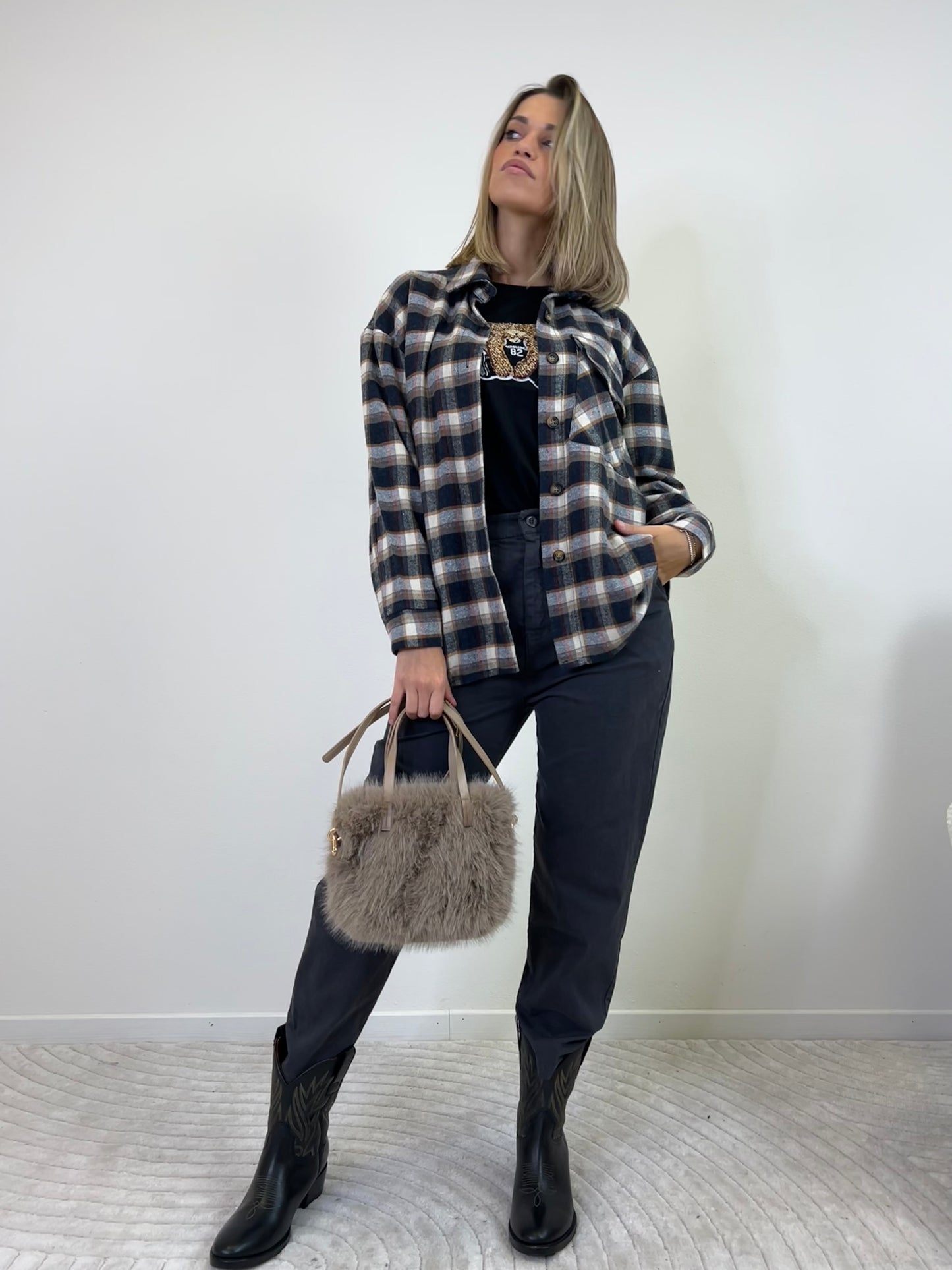 MILANO PANTALONE MOM FIT ANTRACITE taglia L