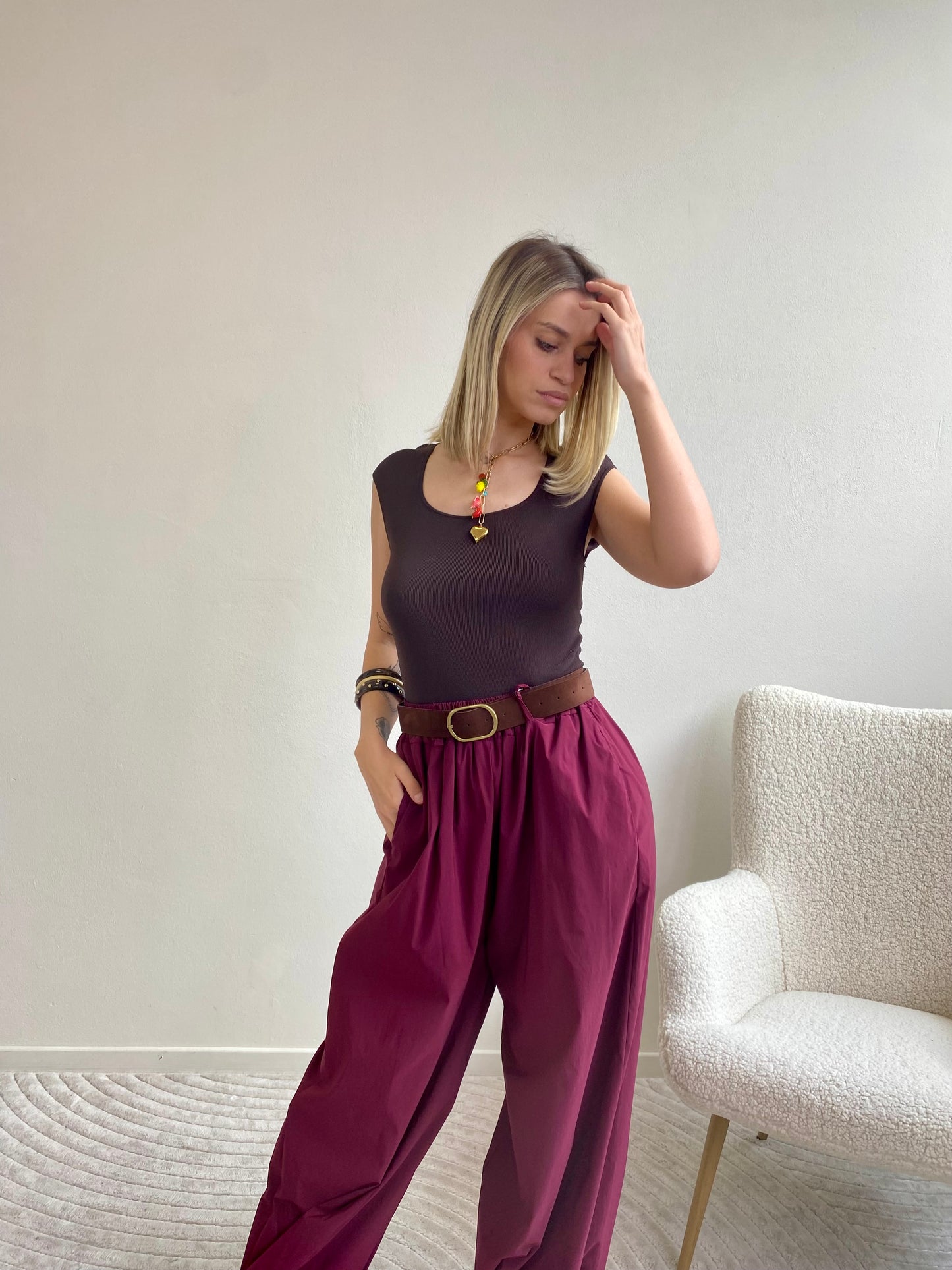 PANTALONE BALOON ROSSO INDIA