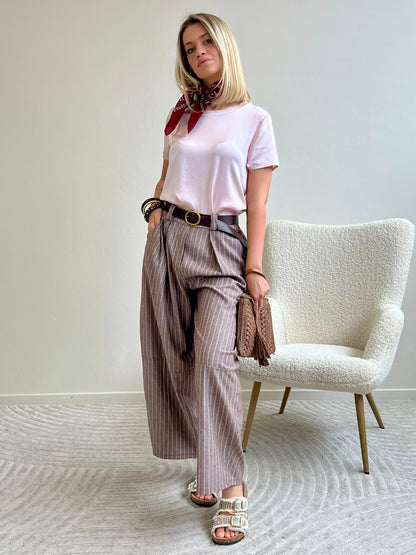 JOLIE PANTALONE GESSATO NOCE