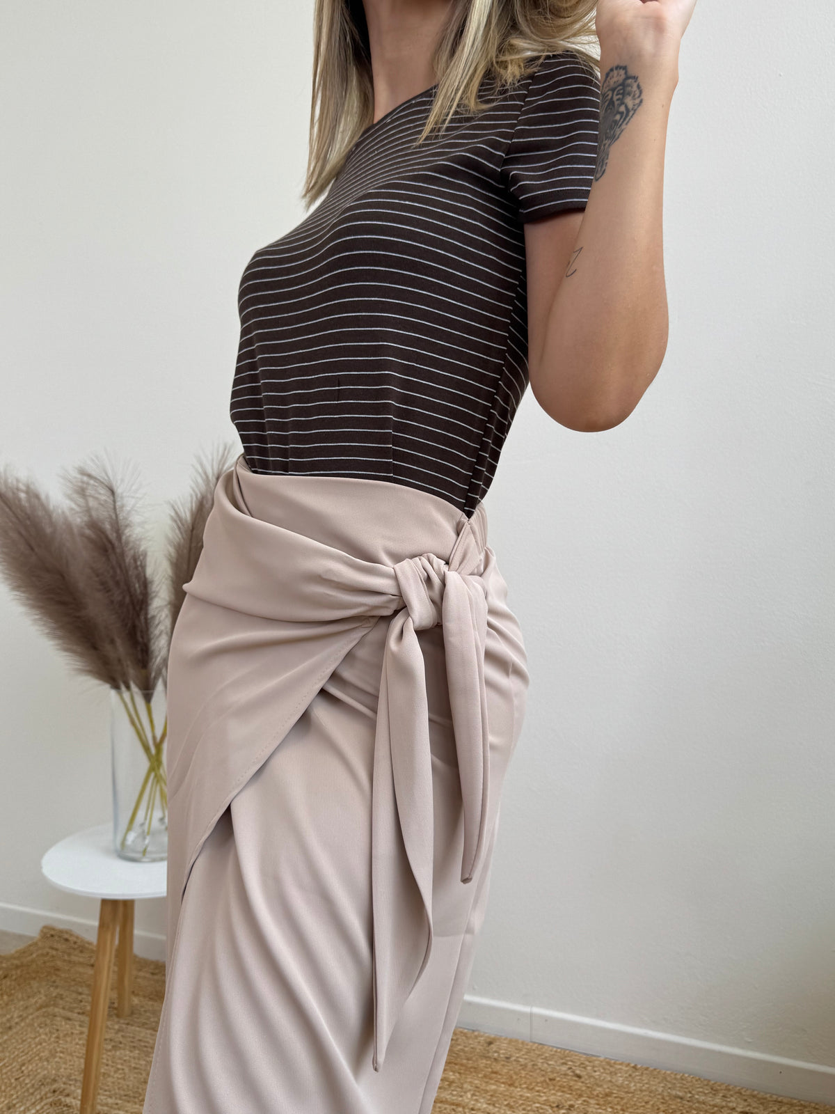 T.SHIRT NINA RIGA CIOCCOLATO E BIANCO