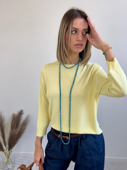 LEONOR MAGLIA IN VISCOSA GIALLO BURRO